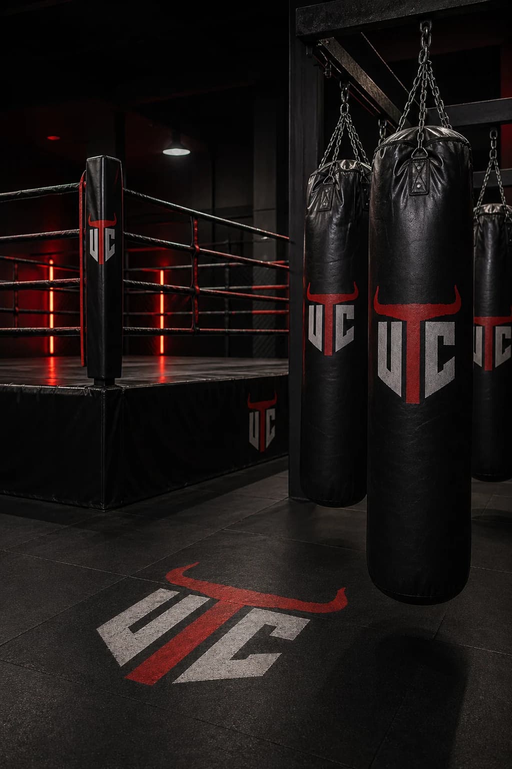 Fighters training in a UTC branded boxing gym